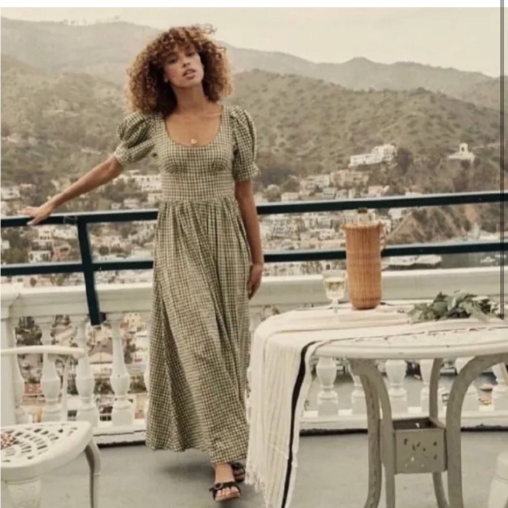 Doen Kennedy Dress in Olive Gingham